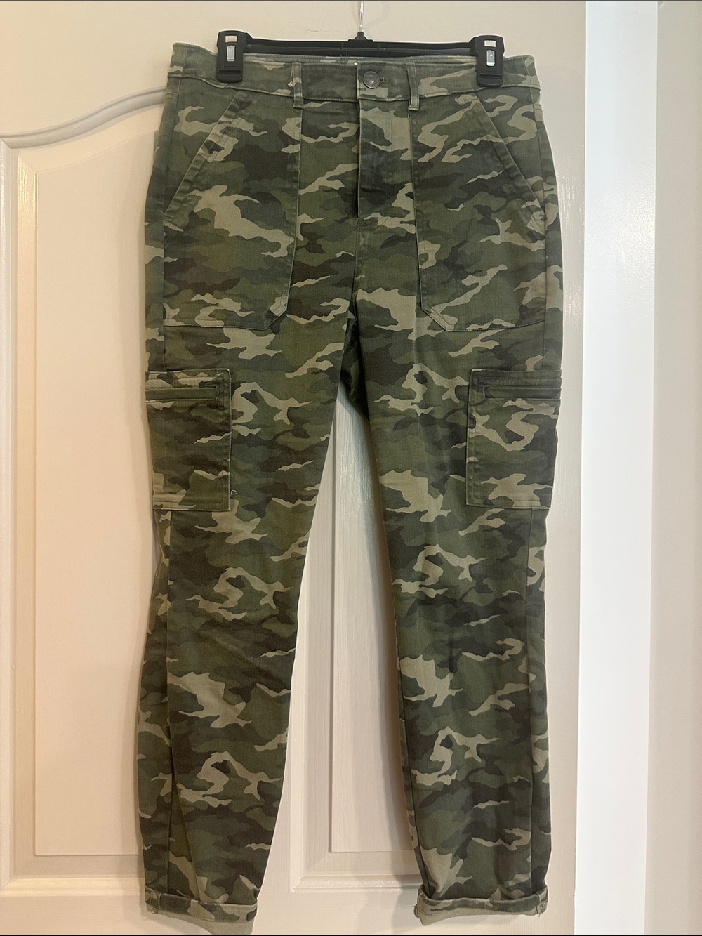 Nine West Olive Camo Straight-Leg Jeans